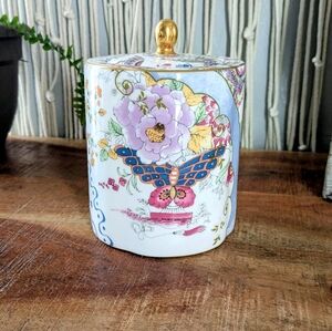 Wedgwood Butterfly Bloom Floral Heritage Tea Caddy Lid 24 K Gold Rim Bone-China